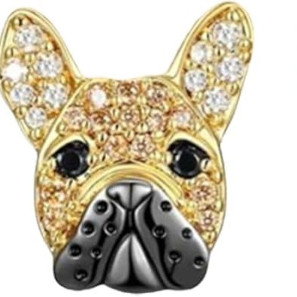 French Bulldog Earrings Post Style Really‎ Cute !! Rhinestones !!